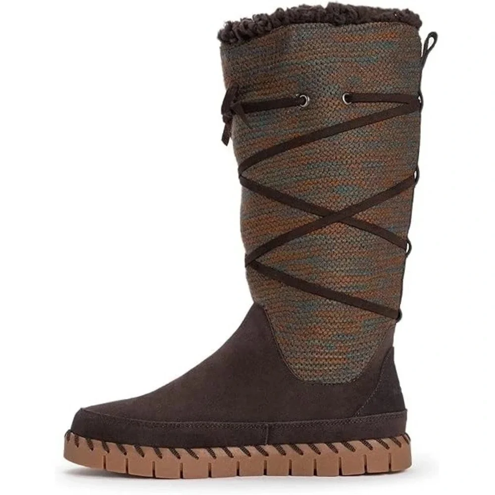 NEW! MUK LUKS Womens Flexi New York Boots Chocolate Water Repellent Warm Sz 7.5